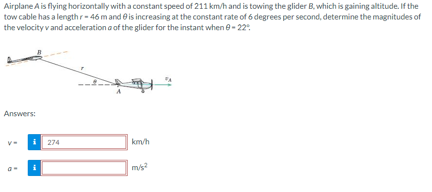 Solved Airplane A is flying horizontally with a constant | Chegg.com