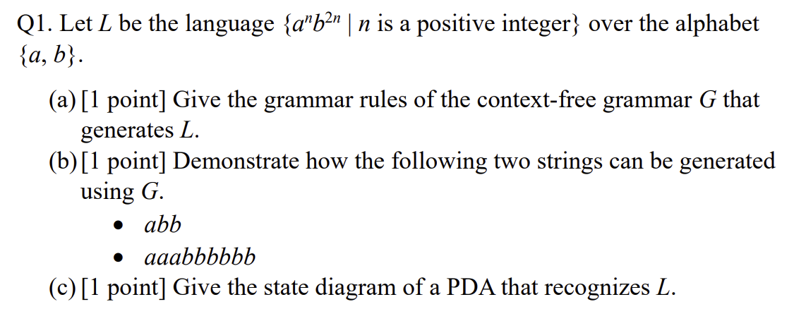 Solved Let L be ﻿the language {anb2n|n is ﻿a positive | Chegg.com