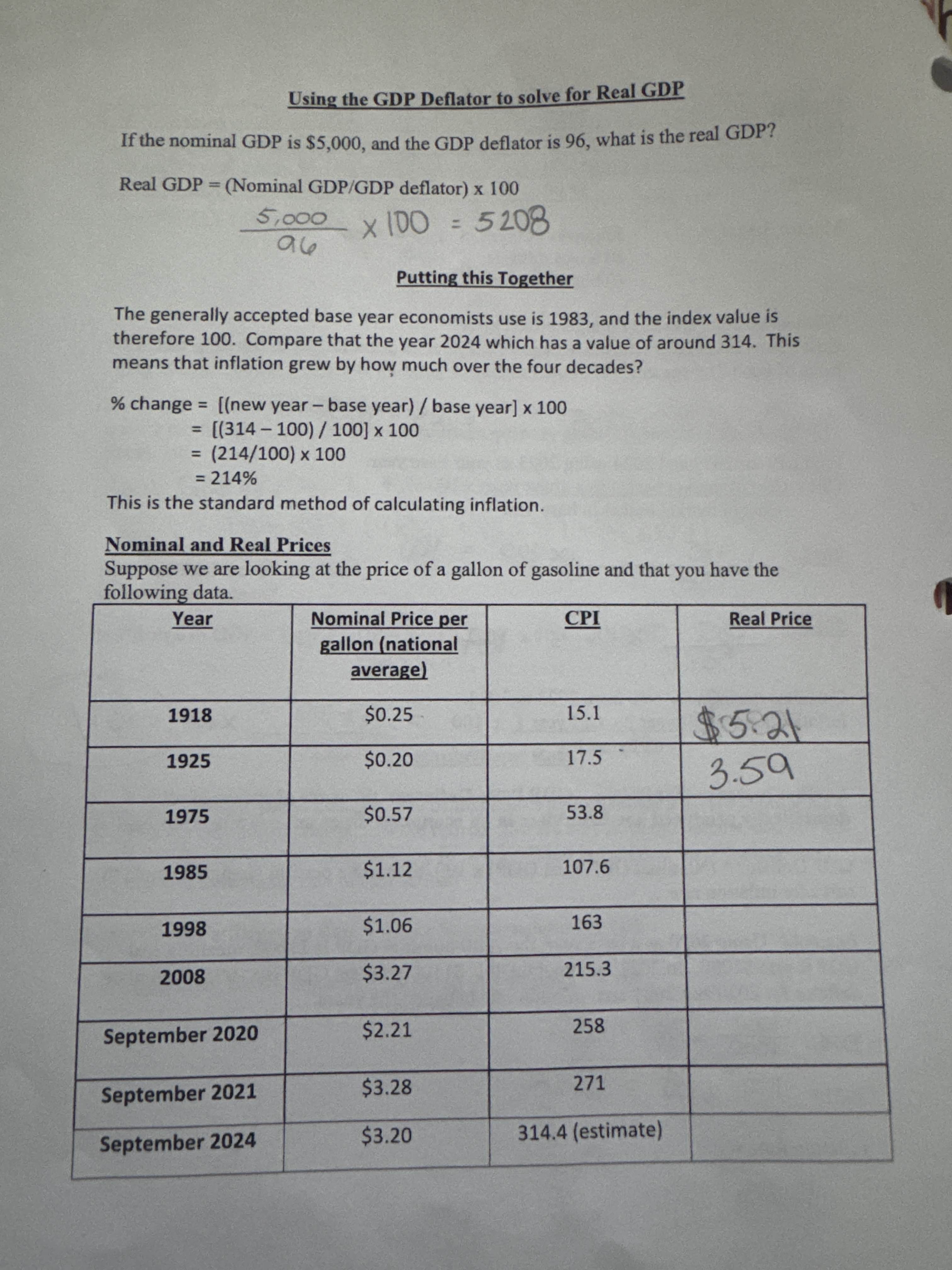 Solved Using the GDP ﻿Deflator to ﻿solve for Real GDPIf ﻿the | Chegg.com