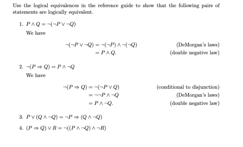 Solved Use The Logical Equivalences In The Reference Guide | Chegg.com