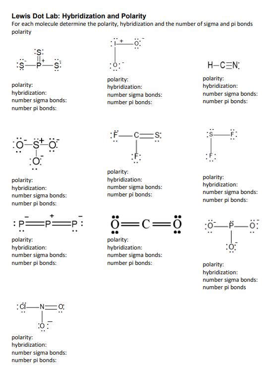 Solved Lewis Dot Lab: Hybridization and Polarity For each | Chegg.com