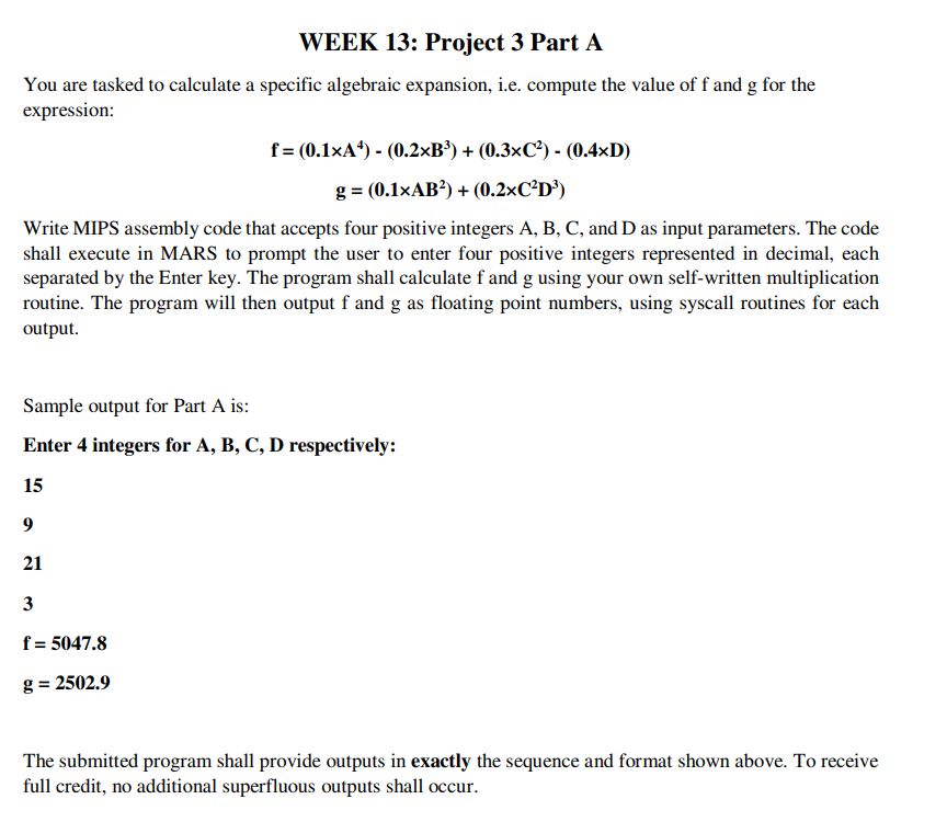 Solved WEEK 13: Project 3 Part A You are tasked to calculate | Chegg.com