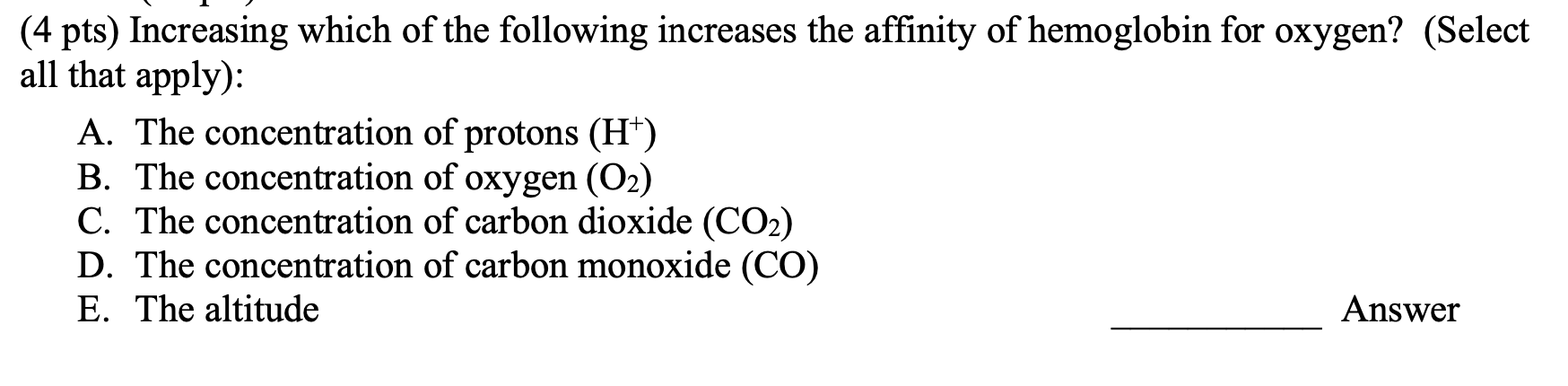 Solved (4 pts) Increasing which of the following increases | Chegg.com