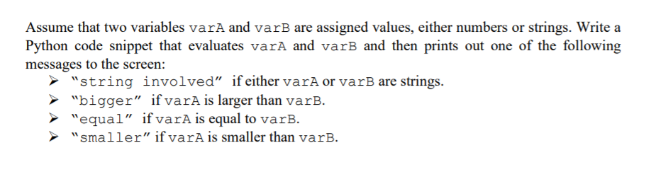 Solved Assume That Two Variables VarA And VarB Are Assigned | Chegg.com