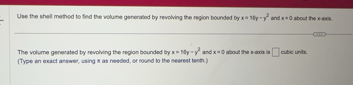 Solved Question Content Area TopPart 1Find The Volume Of The | Chegg.com