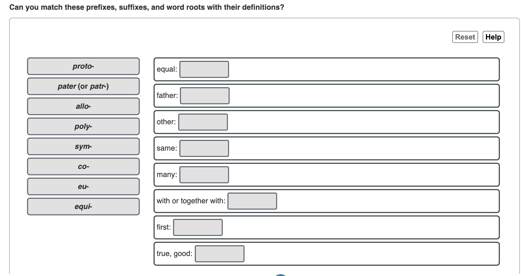 Prefixes Suffixes And Word Roots With Their Definitions Biology