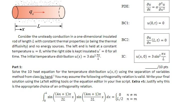 Solved PDE: ∂t∂u=α∂x2∂2u BC1:u(0,t)=0 Consider the unsteady | Chegg.com