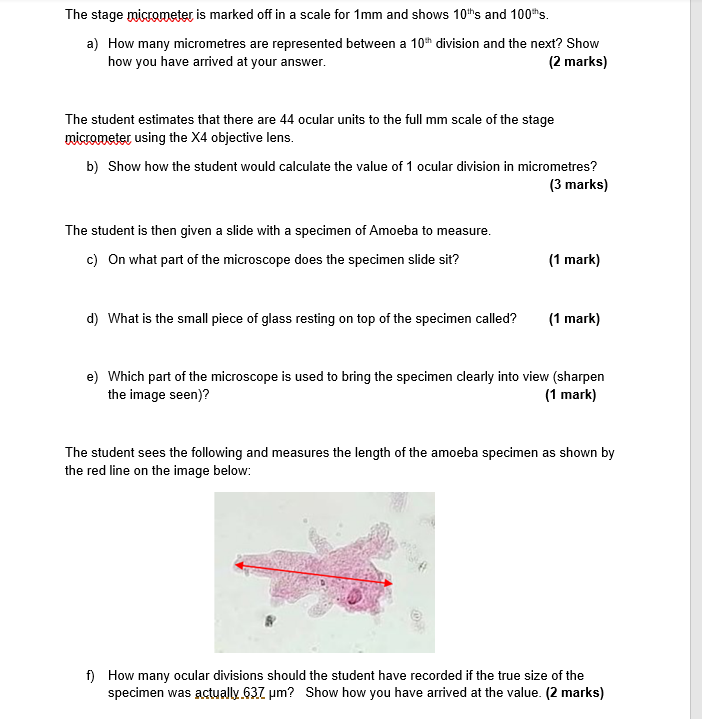 Solved A student is asked to calibrate a microscope and