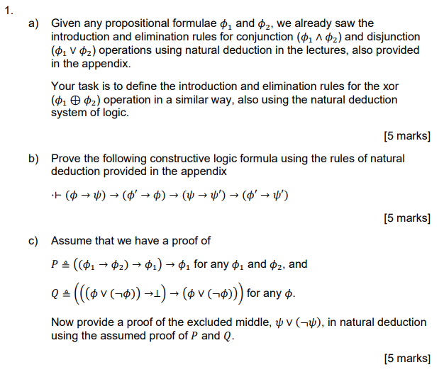 Solved 1. A) Given Any Propositional Formulae °, And 02, We | Chegg.com