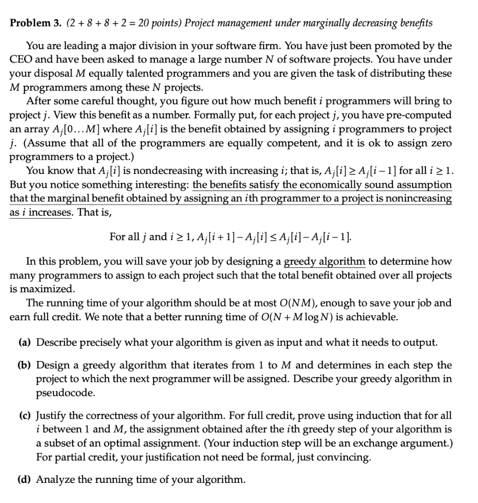 Problem 3. (2+8+8+2=20 points) Project management | Chegg.com