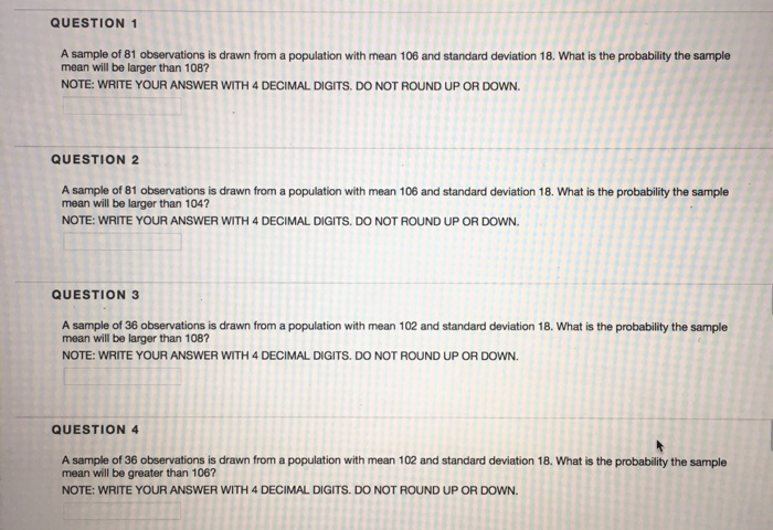 Solved QUESTION 1 A sample of 81 observations is drawn from | Chegg.com