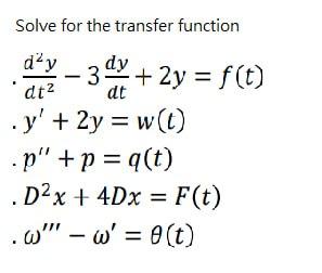 Solved Solve for the transfer function | Chegg.com