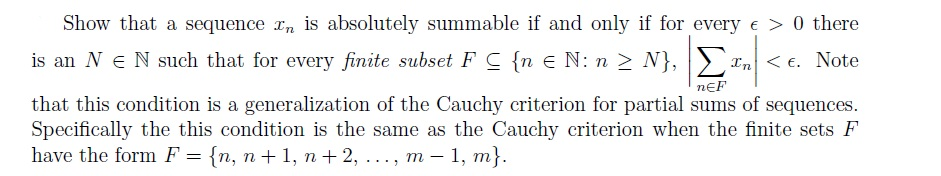 Solved Show that a sequence In is absolutely summable if and | Chegg.com