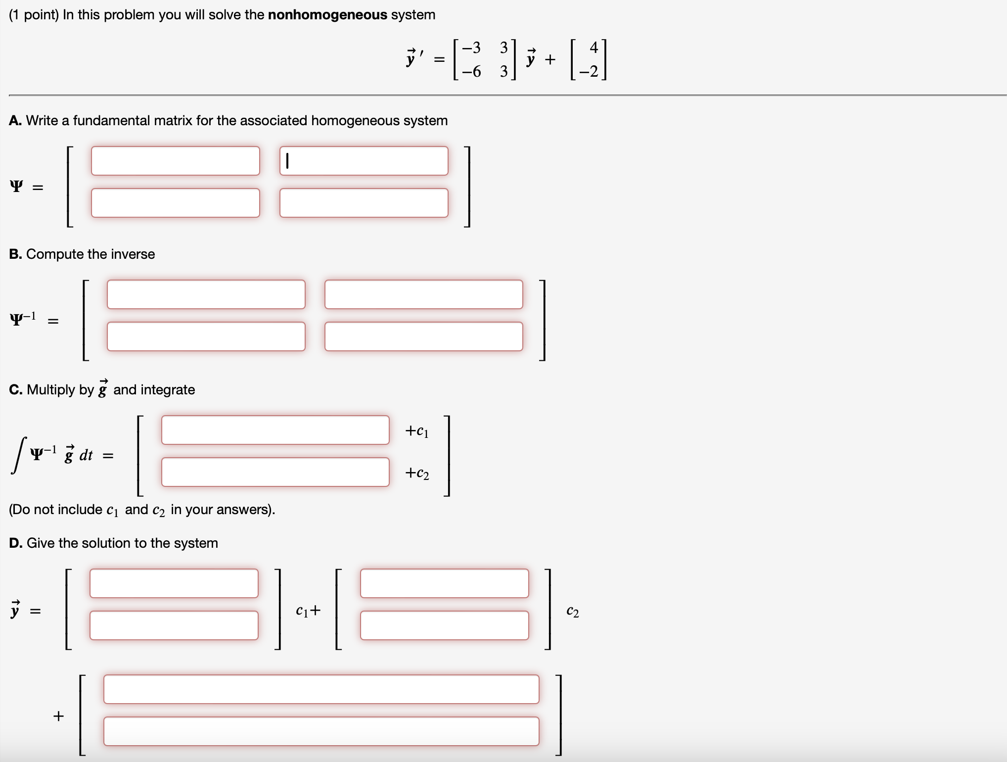 Solved (1 ﻿point) In ﻿this problem you will solve the | Chegg.com