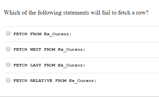 Solved Which of the following statements will fail to fetch | Chegg.com