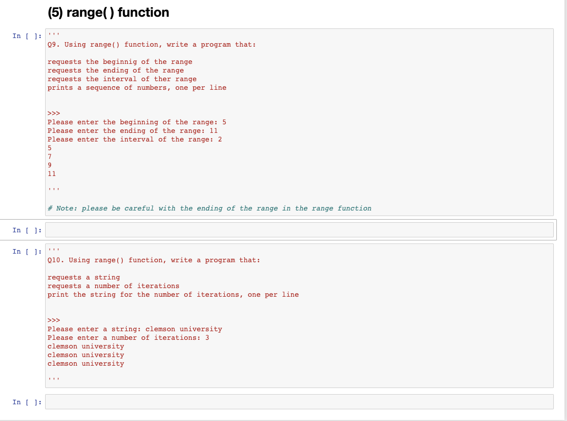 Solved Q9. Using range() function, write a program that: | Chegg.com