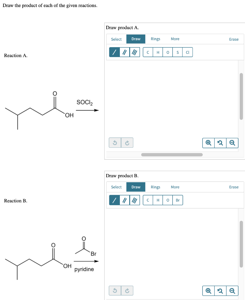 Solved Draw the product of each of the given reactions. Draw