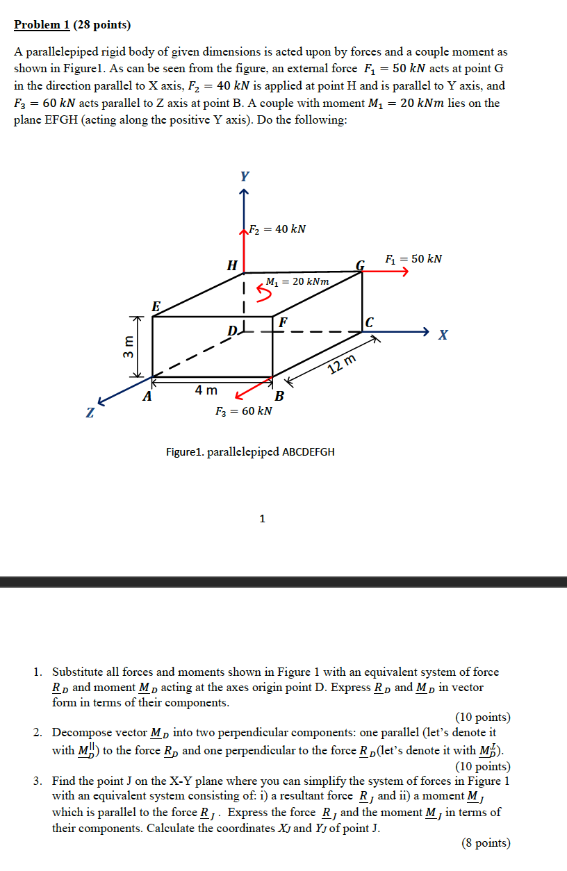 Solved Problem 1 (28 points) A parallelepiped rigid body of | Chegg.com
