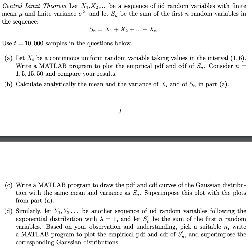 Solved Central Limit Theorem Let X1,X2,... Be A Sequence Of | Chegg.com