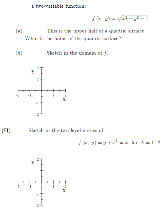 Solved a two-variable function: f(x,y)=x2+y2−1 (a) This is | Chegg.com