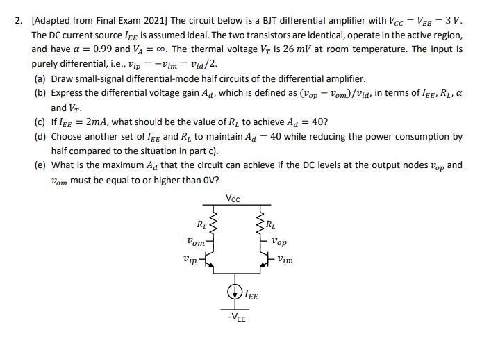 Solved [Adapted From Final Exam 2021] The Circuit Below Is A | Chegg.com