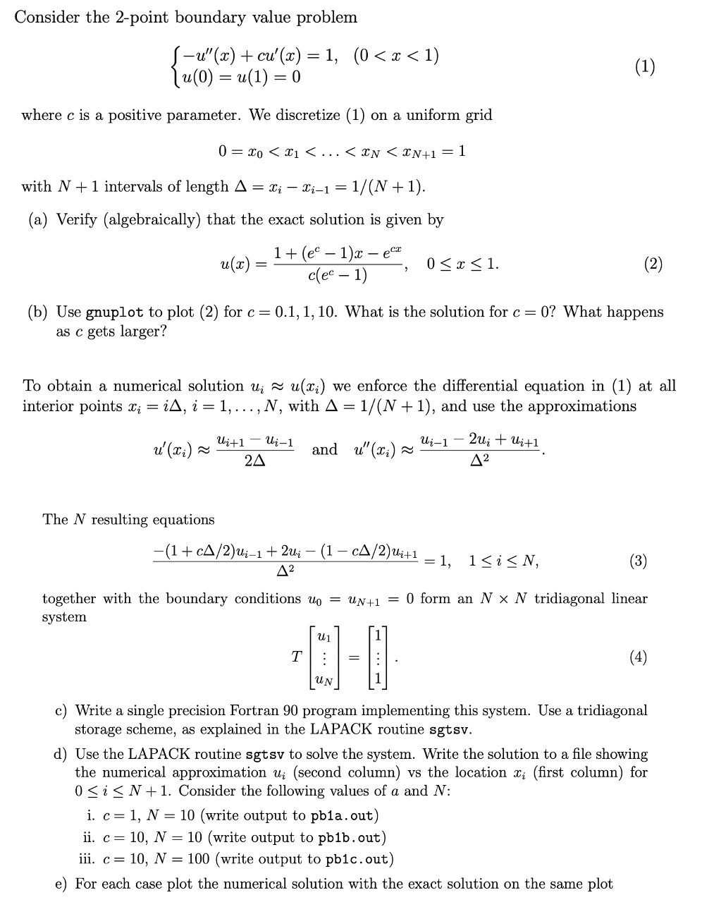 Solved Consider the 2-point boundary value problem s-u"(x) + | Chegg.com