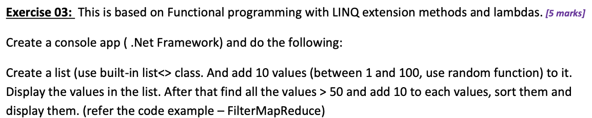 Solved Exercise 03: This is based on Functional programming | Chegg.com