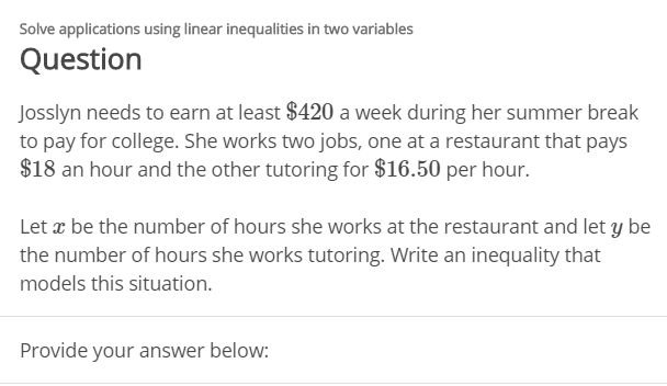 Solved Solve Applications Using Linear Inequalities In Tw Chegg Com