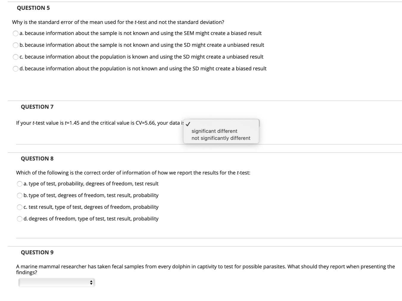 Solved QUESTION 5 Why is the standard error of the mean used | Chegg.com