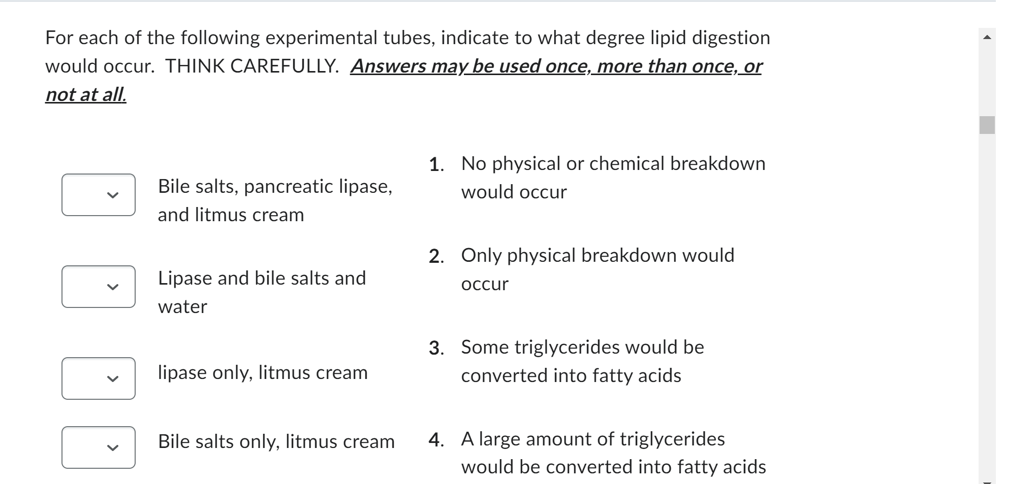 Solved For each of the following experimental tubes, | Chegg.com