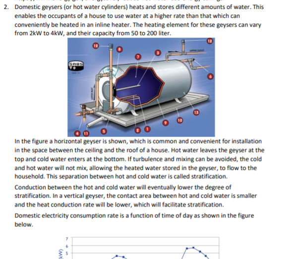 Solved 2. Domestic geysers (or hot water cylinders) heats | Chegg.com
