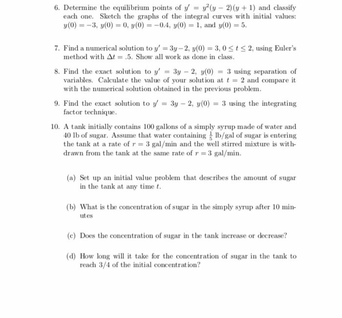 Solved For each of the following ODE's 1. determine the type | Chegg.com