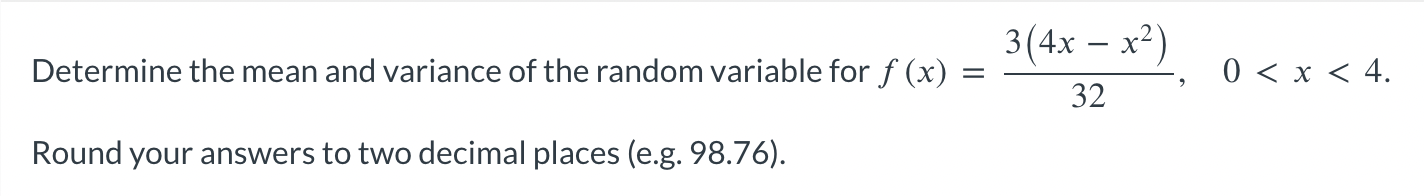 Solved Determine the mean and variance of the random | Chegg.com