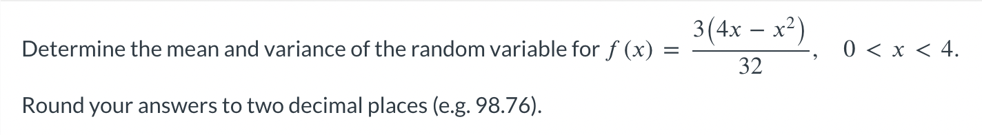 Solved Determine The Mean And Variance Of The Random 