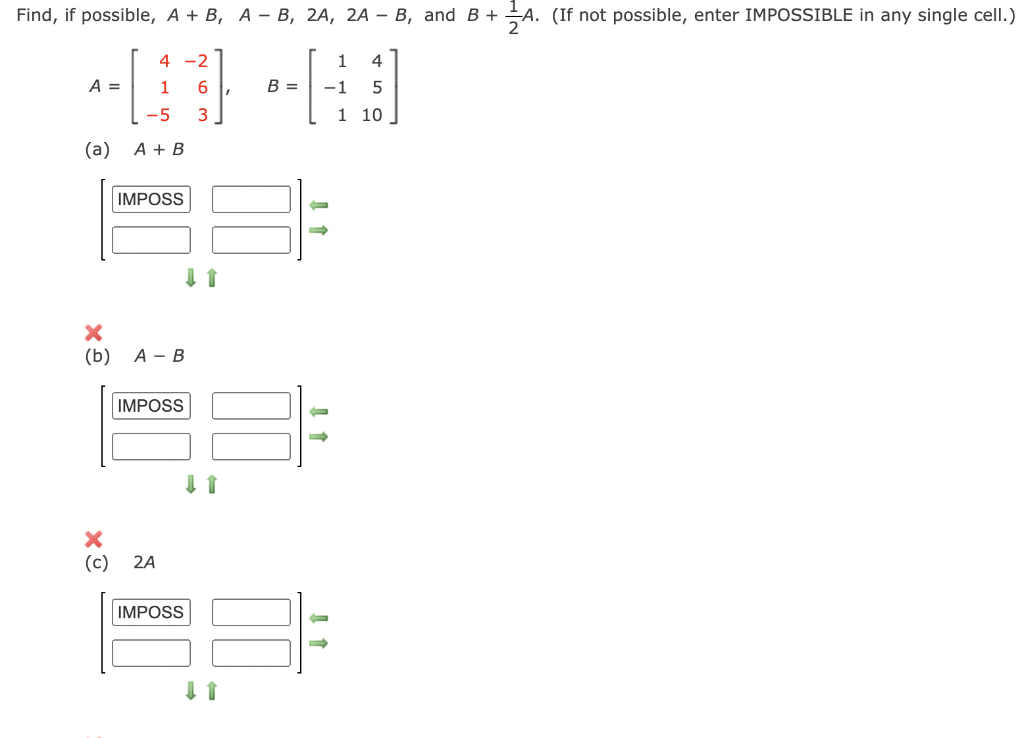 Solved Find, If Possible, A + B, A- B, 2A, 2A - B, And B + | Chegg.com