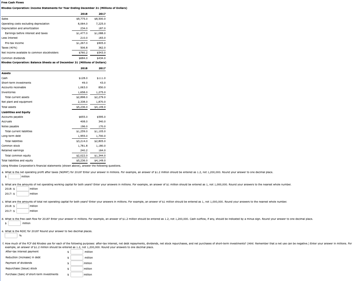 Solved Rhodes Corporation: Income Statements for Year Ending | Chegg.com