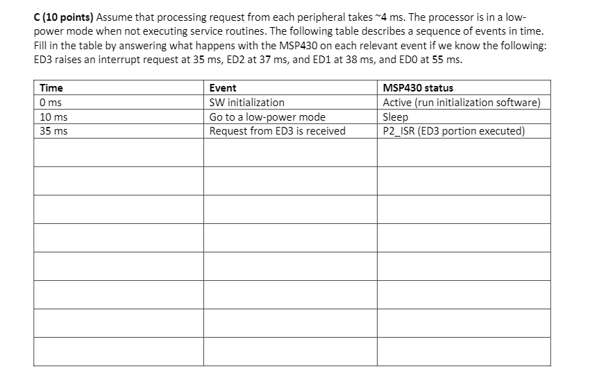 Solved Problem #2. (25 points) Interrupts An MSP430-based | Chegg.com
