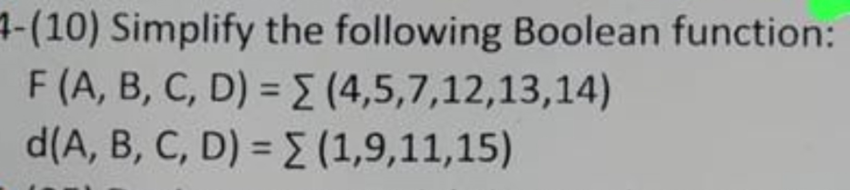 Solved (10) ﻿Simplify The Following Boolean | Chegg.com