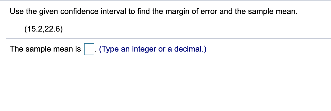Sample Mean Given Confidence Interval