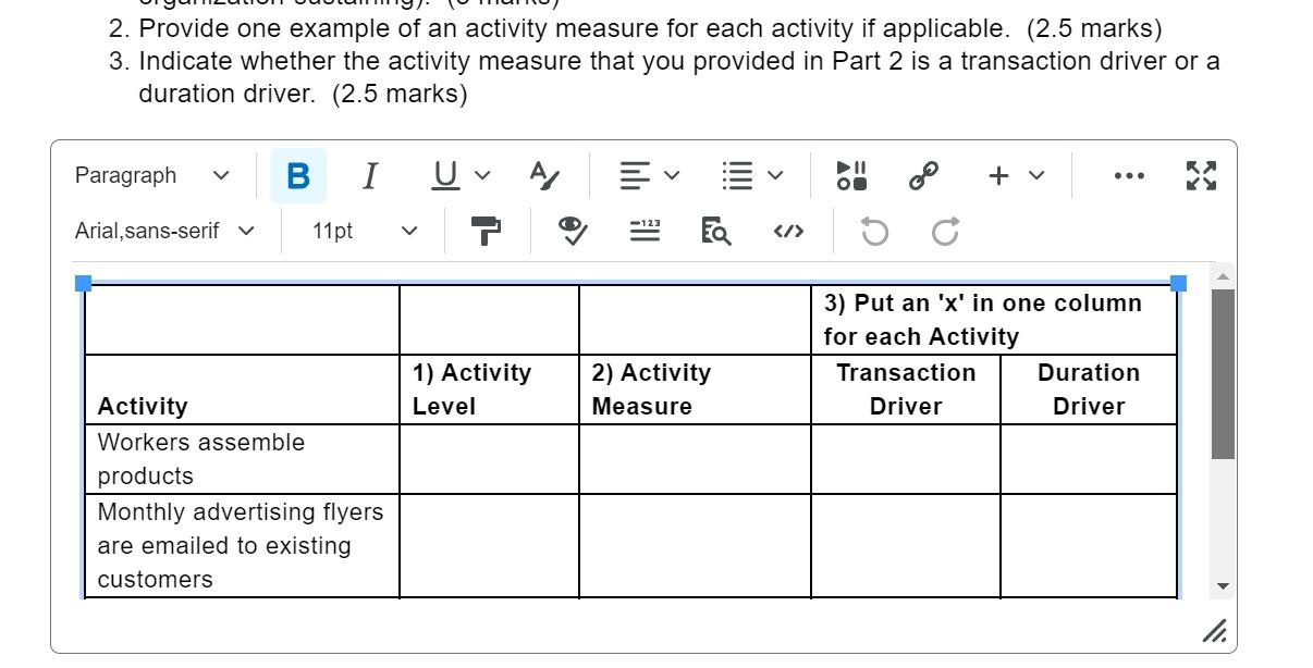 2. Provide one example of an activity measure for | Chegg.com