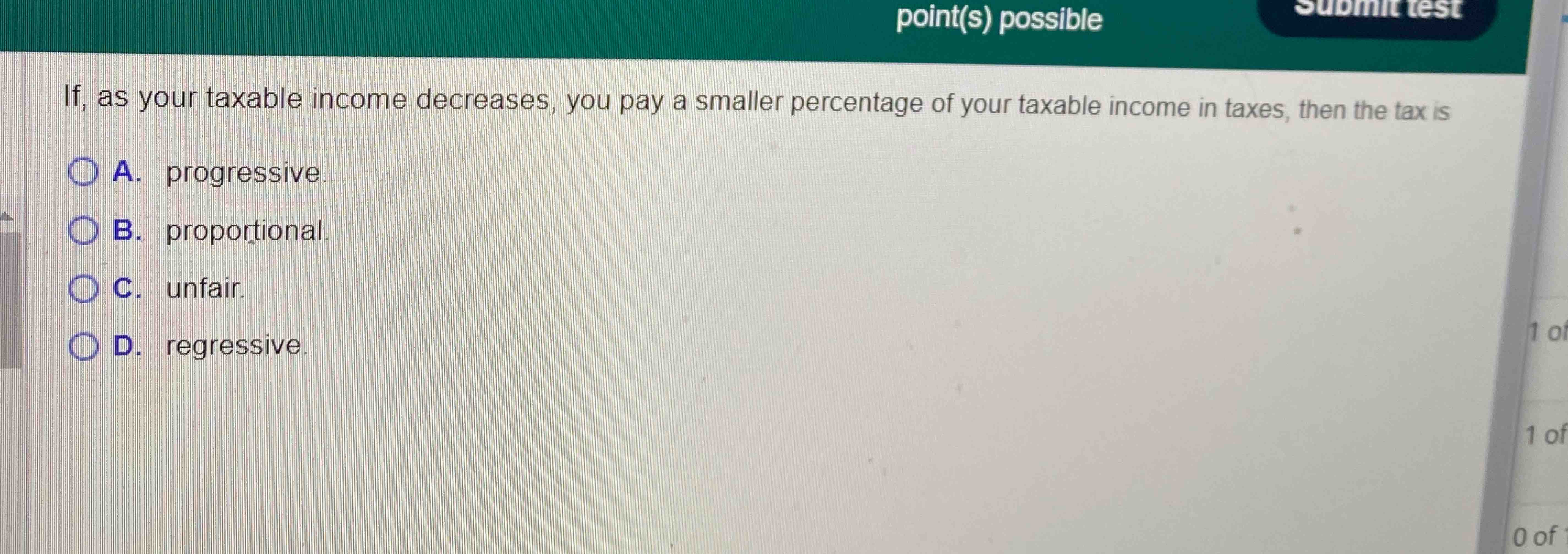 solved a decrease in personal incomea decrease in... Solved If, as your taxable income decreases, you pay a | Chegg.com
