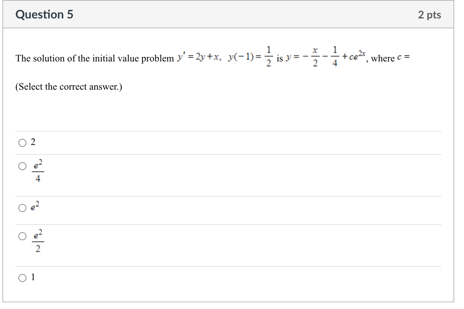 Solved Question 5 2 Pts The Solution Of The Initial Value | Chegg.com