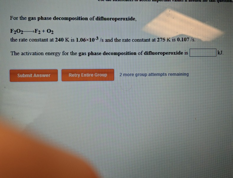 Decomposition Gas Solved The activation energy for the gas phase decomposition | Chegg.com