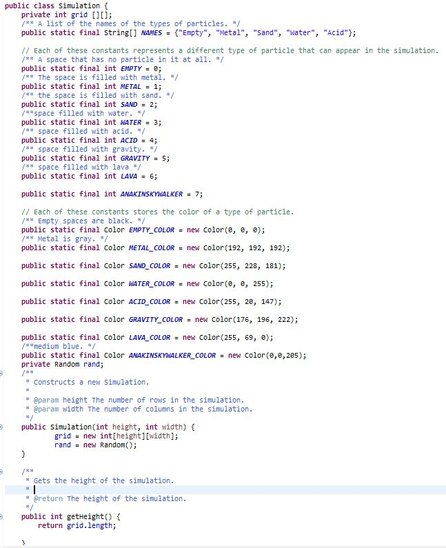 public class Simulation private int grid [1 * A list | Chegg.com