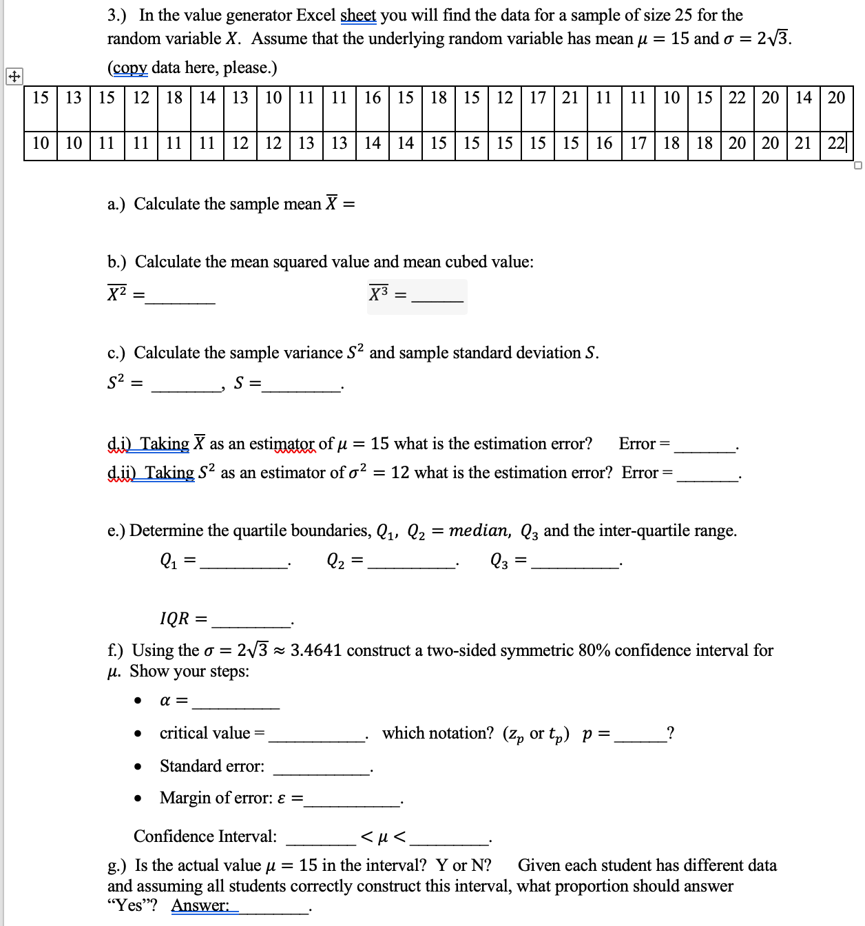 Solved 3.) In the value generator Excel sheet you will find