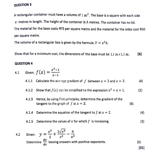 Solved QUESTION 3 A rectangular container must have a volume | Chegg.com