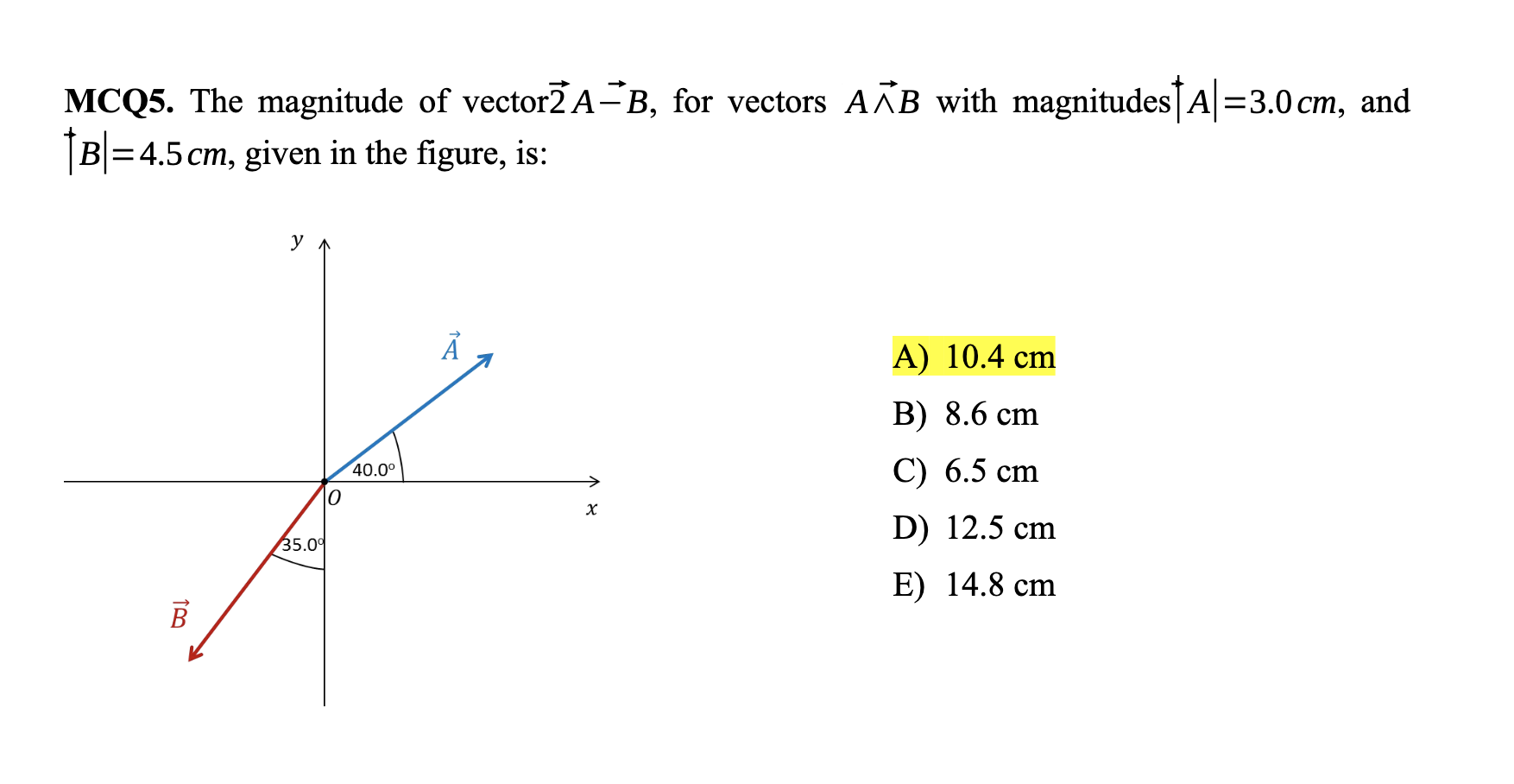 Solved MCQ5. The magnitude of vectorſ A-B, for vectors AB | Chegg.com