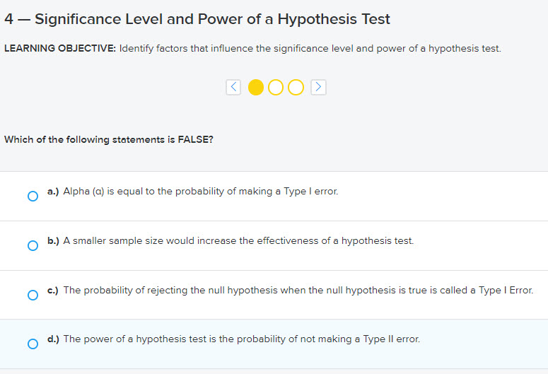 Solved 4 – Significance Level and Power of a Hypothesis Test | Chegg.com