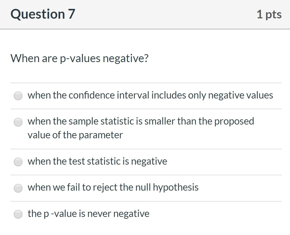 Solved Question 1 1 pts The tailed test. states the means | Chegg.com