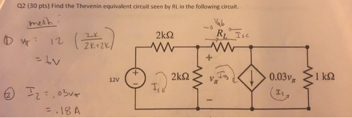 Solved Q2 (30 pts) Find the Thevenin equivalent circuit seen | Chegg.com